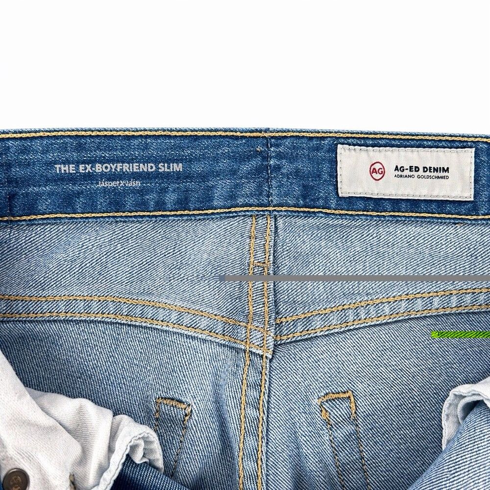 AG Ex-Boyfriend Slim Jeans Womens 28R Light Wash Raw Hem Cropped Ankle - Picture 6 of 7